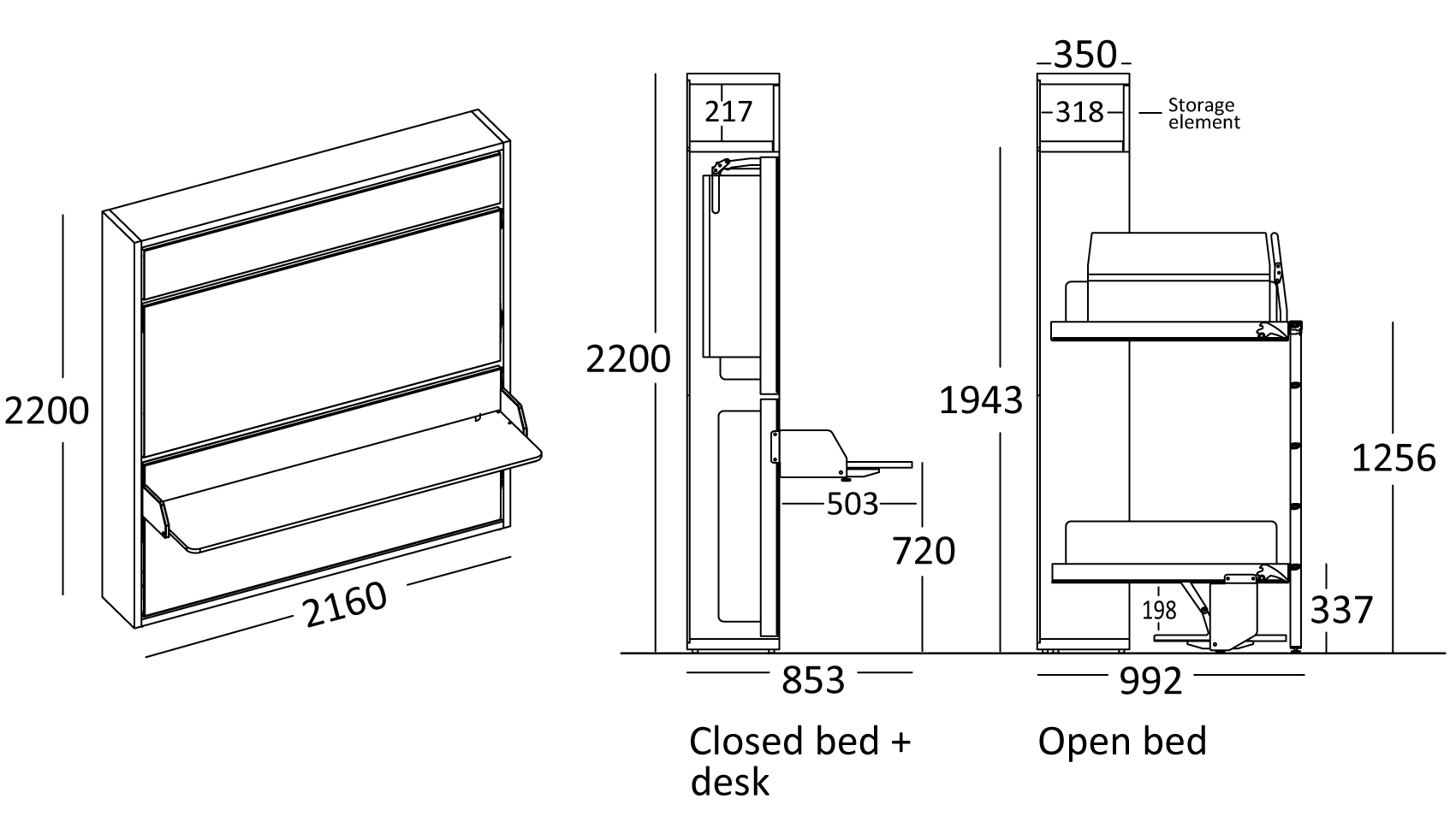 Opklapbaar stapelbed BedHabits 6
